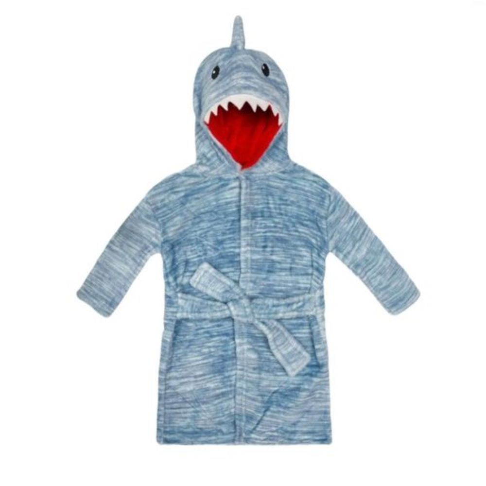 MODERN baby soft‎ plush blue shark robe sz 0/9M